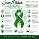 Never Ever Give Up Green Awareness Ribbon Necklace – Mental Health, Kidney Disease, Organ Donation & Survivor Gift