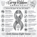 Never Ever Give Up Gray Awareness Ribbon Necklace – Brain Cancer, Brain Tumor & Chronic Illness Support Gift