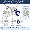 Navy Blue Awareness Ribbon Faith Necklace – Philippians 4:13 Christian Necklace, Colon Cancer & Colorectal Cancer Awareness Gift