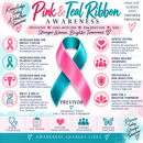 Pink & Teal Previvor Awareness Ribbon Clear Quartz Necklace – BRCA1 BRCA2 Genetic Cancer Risk Healing Crystal Gift