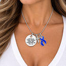 Periwinkle Awareness Ribbon Faith Necklace – Stomach Cancer Gift, Gastric Cancer Jewelry, Philippians 4:13 Christian Necklace