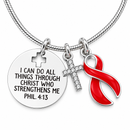 Red Awareness Ribbon Faith Necklace – Philippians 4:13 Heart Disease Stroke HIV AIDS Blood Cancer Christian Encouragement Gift
