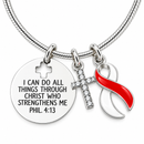 Red & White Awareness Ribbon Faith Necklace – Head & Neck Cancer, Oral Cancer, Aplastic Anemia Gift – Philippians 4:13 Jewelry