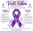 Violet Ribbon Hodgkin Lymphoma Awareness Necklace – Never Ever Give Up Necklace – Cancer Survivor Fighter Gift, Encouragement Jewelry