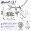 White Awareness Ribbon Faith Necklace – Philippians 4:13 Christian Necklace, Lung Cancer, Bone Cancer & Survivor Gift