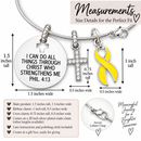 Yellow Awareness Ribbon Faith Necklace – Philippians 4:13 Christian Necklace, Bladder Cancer, Endometriosis & Support Our Troops Gift