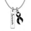 Black Awareness Ribbon Survivor Necklace – Melanoma Survivor, Skin Cancer, Mourning & Grief Awareness Gift