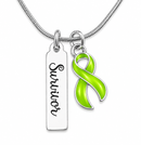 Lime Green Awareness Ribbon Survivor Necklace – Lymphoma, Lyme Disease & Chronic Illness Survivor Gift