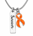 Orange Awareness Ribbon Survivor Necklace – Leukemia, Kidney Cancer & Multiple Sclerosis Survivor Gift