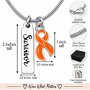 Orange Awareness Ribbon Survivor Necklace – Leukemia, Kidney Cancer & Multiple Sclerosis Survivor Gift