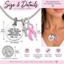 Pink Ribbon Breast Cancer Awareness Necklace – Philippians 4:13 Christian Faith Necklace, Survivor & Warrior Gift