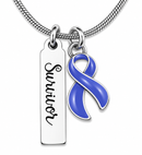 Periwinkle Awareness Ribbon Survivor Necklace – Stomach Cancer Survivor Gift, Gastric Cancer & Esophageal Cancer Awareness Jewelry