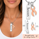 Peach Ribbon Survivor Necklace – Uterine & Endometrial Cancer Awareness Jewelry – Cancer Survivor Gift