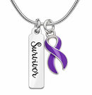 Purple Ribbon Survivor Necklace – Cancer Survivor Gift, Lupus, Pancreatic Cancer, Epilepsy & Alzheimer’s Awareness Jewelry