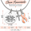 Peach Awareness Ribbon Faith Necklace – Philippians 4:13 Uterine & Endometrial Cancer Jewelry, Christian Encouragement Gift