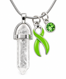 Lime Ribbon Healing Quartz Crystal Necklace