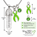 Lime Ribbon Healing Quartz Crystal Necklace