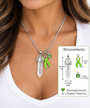 Lime Ribbon Healing Quartz Crystal Necklace