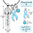 Light Blue Awareness Ribbon Clear Quartz Crystal Necklace – Prostate Cancer, Men’s Health & Healing Crystal Support Gift