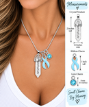 Light Blue Awareness Ribbon Clear Quartz Crystal Necklace – Prostate Cancer, Men’s Health & Healing Crystal Support Gift