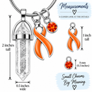 Orange Awareness Ribbon Clear Quartz Crystal Necklace – Multiple Sclerosis, Leukemia & Kidney Cancer Healing Crystal Gift