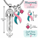 Pink & Teal Previvor Awareness Ribbon Clear Quartz Necklace – BRCA1 BRCA2 Genetic Cancer Risk Healing Crystal Gift