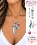 Pink & Teal Previvor Awareness Ribbon Clear Quartz Necklace – BRCA1 BRCA2 Genetic Cancer Risk Healing Crystal Gift