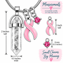 Pink Ribbon Clear Quartz Crystal Necklace – Breast Cancer Awareness Survivor Gift, Healing Crystal Jewelry for Her