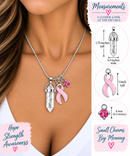 Pink Ribbon Clear Quartz Crystal Necklace – Breast Cancer Awareness Survivor Gift, Healing Crystal Jewelry for Her