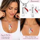 Red & White Ribbon Survivor Necklace – Head & Neck Cancer, Oral Cancer, Aplastic Anemia & DVT Awareness Gift