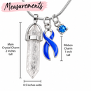 Periwinkle Awareness Ribbon Clear Quartz Crystal Necklace – Stomach Cancer, Esophageal Cancer & Eating Disorder Awareness Gift
