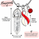 Red & White Awareness Ribbon Clear Quartz Crystal Necklace – Head & Neck Cancer, Oral Cancer & Aplastic Anemia Awareness Gift