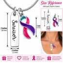 Thyroid Cancer Survivor Necklace – Pink Teal Purple Awareness Ribbon Jewelry, Thyroid Cancer Gift for Women