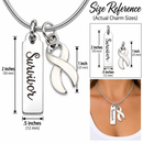 White Ribbon Survivor Necklace – Lung Cancer Awareness Jewelry, Cancer Survivor Gift, Strength & Hope Necklace