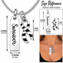 Zebra Ribbon Survivor Necklace – Rare Disease Awareness Jewelry, EDS & Neuroendocrine Cancer Survivor Gift