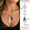 Black Awareness Ribbon Clear Quartz Crystal Necklace – Healing Crystal Jewelry, Melanoma & Grief Awareness, Memorial, Survivor & Support Gift