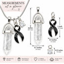 Black Awareness Ribbon Clear Quartz Crystal Necklace – Healing Crystal Jewelry, Melanoma & Grief Awareness, Memorial, Survivor & Support Gift