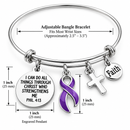 Choose Your Awareness Ribbon Faith Bracelet – Every Ribbon Color Available, Philippians 4:13 Christian Survivor & Cancer Gift