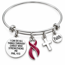 Choose Your Awareness Ribbon Faith Bracelet – Every Ribbon Color Available, Philippians 4:13 Christian Survivor & Cancer Gift