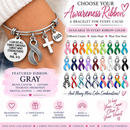 Choose Your Awareness Ribbon Faith Bracelet – Every Ribbon Color Available, Philippians 4:13 Christian Survivor & Cancer Gift