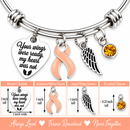 Peach Awareness Ribbon Memorial Bracelet – Uterine & Endometrial Cancer Remembrance Gift, Your Wings Were Ready My Heart Was Not