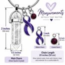 Violet Awareness Ribbon Clear Quartz Crystal Necklace – Hodgkin’s Lymphoma & Testicular Cancer Awareness Survivor Gift
