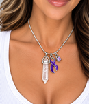 Purple Awareness Ribbon Clear Quartz Crystal Necklace – Pancreatic Cancer, Lupus, Fibromyalgia, Epilepsy & Alzheimer’s Awareness Gift