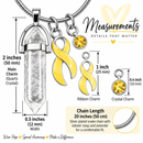 Yellow Awareness Ribbon Clear Quartz Crystal Necklace – Endometriosis, Bladder Cancer, Suicide Prevention & Support Our Troops Gift