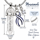 ALS Awareness Clear Quartz Crystal Necklace – Blue & White Ribbon, ALS Warrior Survivor Gift, Healing Crystal Jewelry