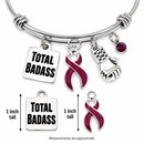 Burgundy Awareness Ribbon Total Badass Bracelet – Multiple Myeloma, Sickle Cell & Brain Aneurysm Support Gift, Boxing Glove Survivor Jewelry