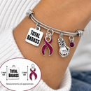 Burgundy Awareness Ribbon Total Badass Bracelet – Multiple Myeloma, Sickle Cell & Brain Aneurysm Support Gift, Boxing Glove Survivor Jewelry