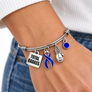 Navy Blue Colorectal Cancer Awareness Bracelet – Total Badass Colon Cancer Survivor Gift – Boxing Glove Fighter Jewelry