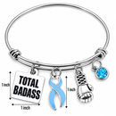 Light Blue Awareness Ribbon Bracelet – Total Badass Cancer Survivor Bracelet – Prostate Cancer & Men’s Health Fighter Gift