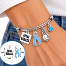 Light Blue Awareness Ribbon Bracelet – Total Badass Cancer Survivor Bracelet – Prostate Cancer & Men’s Health Fighter Gift
